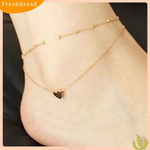 &lt; Freshbread &gt; Gelang Kaki Bentuk Cinta Hati Wanita Rantai Lapisan Ganda Sexy Foot Anklet