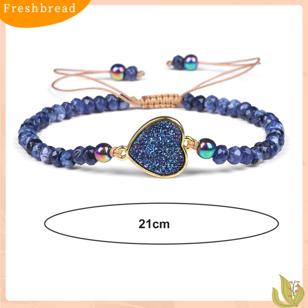 &lt; Freshbread &gt; Wanita Manik-Manik Gelang Boho Beads Heart Charm Adjustable Braided Rope Dekoratif Hadiah Pacar Wanita Alami Faux Stone Bracelet Jewelry Pakaian Sehari-Hari