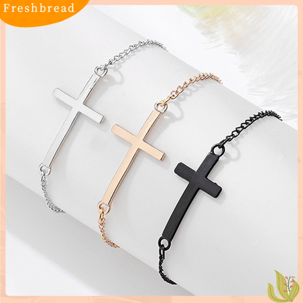 &lt; Freshbread &gt; Wanita Gaya Punk Desain Sederhana Liontin Salib Gelang Bangle Fashion Perhiasan Untuk Pakaian Sehari-Hari