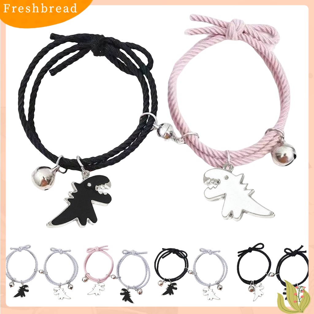 < Freshbread > 2Pcs Braided Bracelets Hand Made Adjustable Pengerjaan Halus Elastis Dinosaurus Dekorasi Hias Minimalis Pasangan ic Senada Gelang Aksesori Pakaian