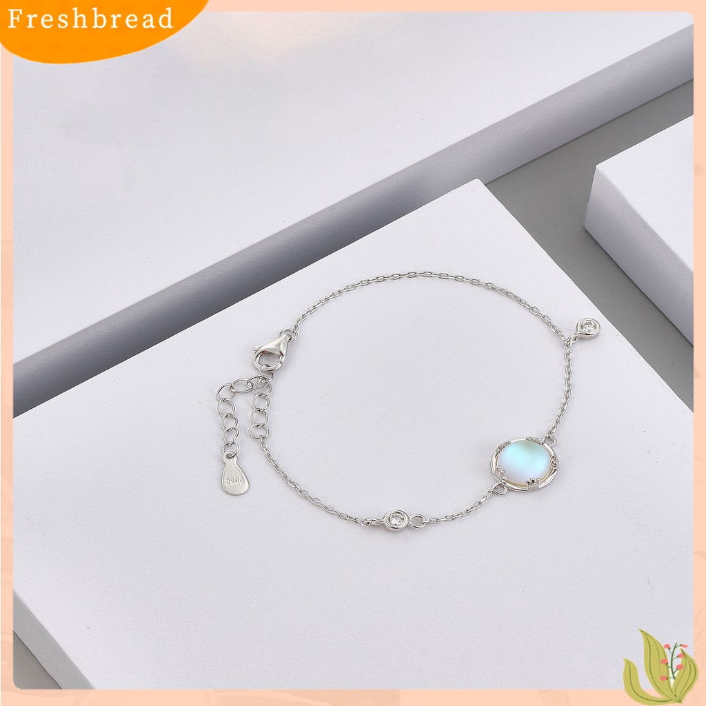 &lt; Freshbread &gt; SILVERHOO Wanita Gelang Lingkaran Biru Cubic Zirconia Adjustable Lobster Clasp All Match Bangle Fashion Jewelry