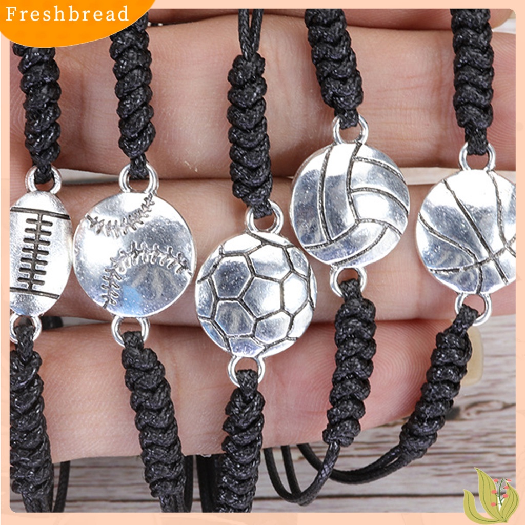 &lt; Freshbread &gt; Gelang Olahraga Sepak Bola Dikepang Unisex Adjustable Wax Line Bracelet Fan Gift