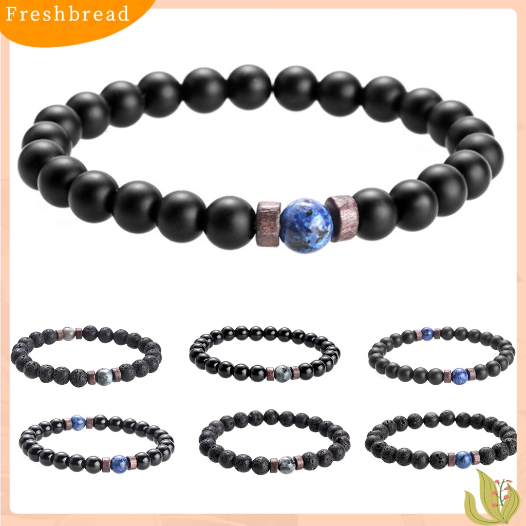 &lt; Freshbread &gt; Pria Gelang Permukaan Unik Batu Vulkanik Fashion Perhiasan Tali Elastis Beads Bracelet Untuk Kehidupan Sehari-Hari