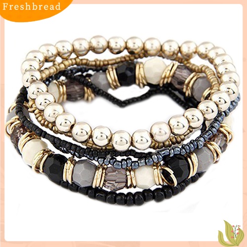 &lt; Freshbread &gt; Manik-Manik Akrilik Multilayer Gaya Bohemia Wanita Gelang Pantai Musim Panas Bangle