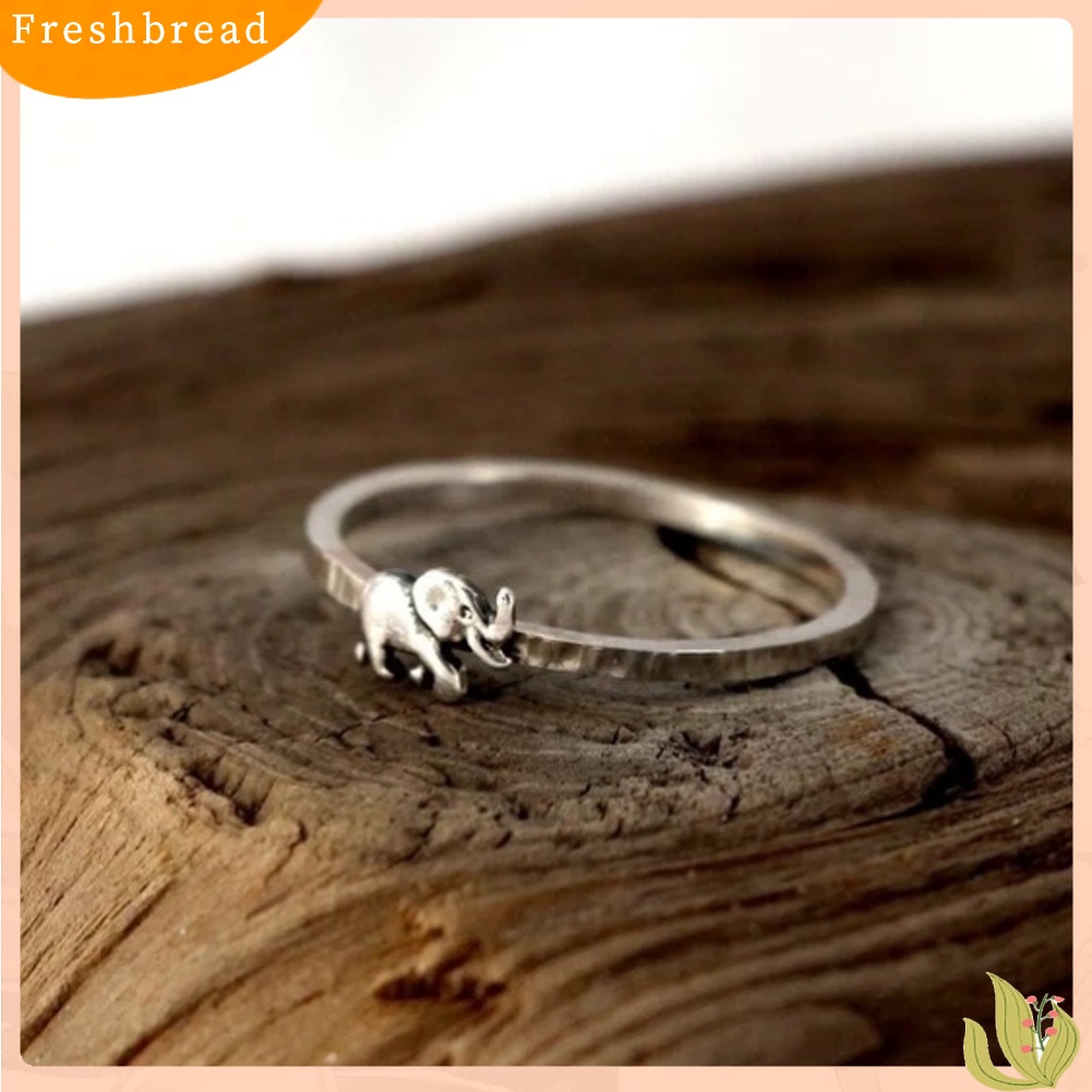 &lt; Freshbread &gt; Vintage Wanita Gajah Perak Disepuh Tipis Jari Cincin Pesta Perjamuan Perhiasan Hadiah