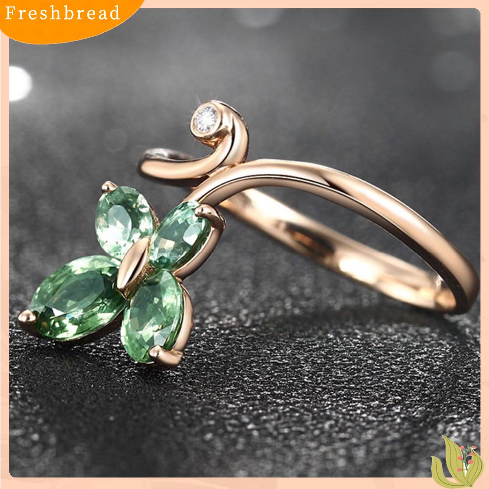 &lt; Freshbread &gt; Elegan Pernikahan Wanita Kupu-Kupu Marquise Cut Berlian Imitasi Jari Cincin Perhiasan Hadiah