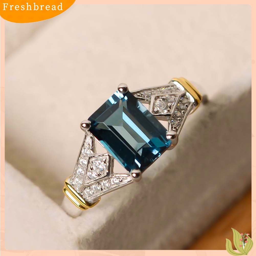 &lt; Freshbread &gt; Fashion Persegi Panjang Kubik Zirkon Berlian Imitasi Cincin Pengantin Pernikahan Pertunangan Perhiasan