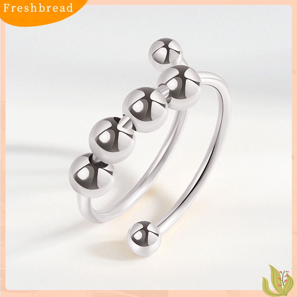 < Freshbread > Pembukaan Yang Dapat Disesuaikan Cincin Unisex Tembaga Pereda Stres Geometris Manik-Manik Cincin Perhiasan Aksesori
