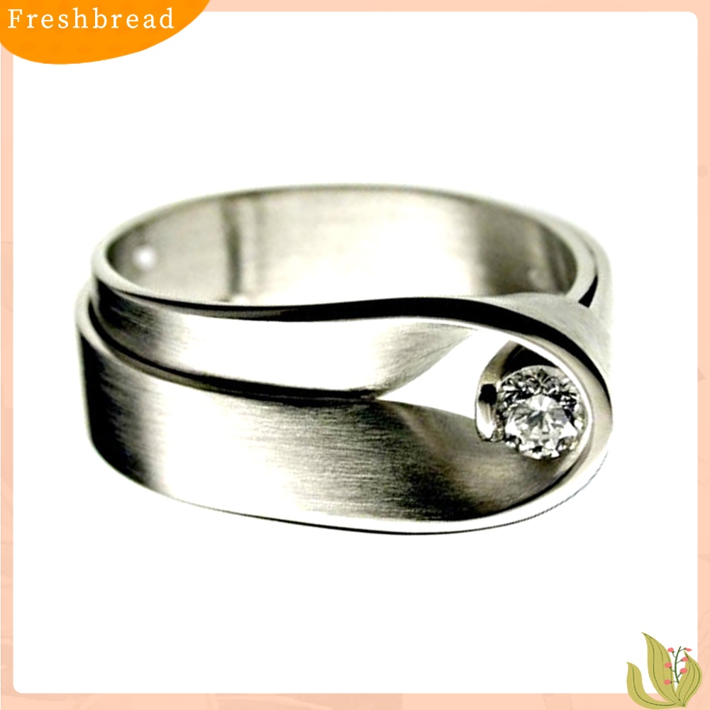 &lt; Freshbread &gt; Fashion Unisex Cubic Zirconia Bertatahkan Perhiasan Cincin Jari Pertunangan Pernikahan