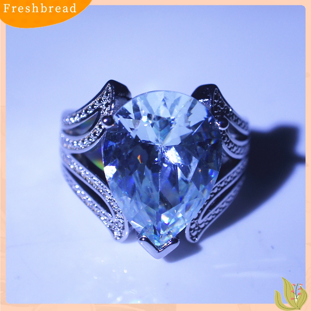 &lt; Freshbread &gt; Wanita Fashion Berlian Imitasi Tetesan Air Cincin Pesta Club Bentuk Bunga Perhiasan Hadiah