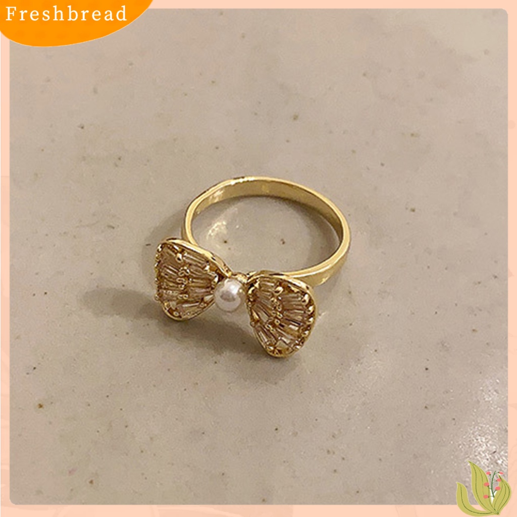 &lt; Freshbread &gt; Wanita Jari Telunjuk Cincin Busur-Simpul Bentuk Berongga Keluar Pembukaan Cubic Zirconia Jari Yang Dapat Disesuaikan Dekorasi Ringan Halus Knuckle Ring Women Jewelry