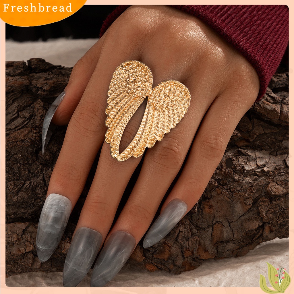 &lt; Freshbread &gt; Cincin Jari Indah Desain Sayap Gaya Punk Elegan Wanita Vintage Ring Untuk Pesta