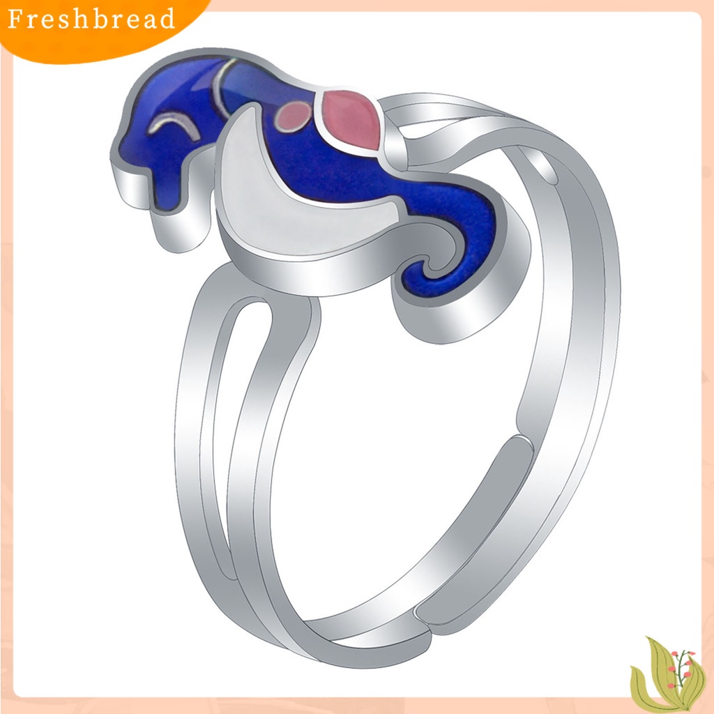 &lt; Freshbread &gt; Adjustable Indah Kilau Terang Wanita Cincin Kuda Laut Suhu Berubah Warna Mood Ring Perhiasan Aksesoris