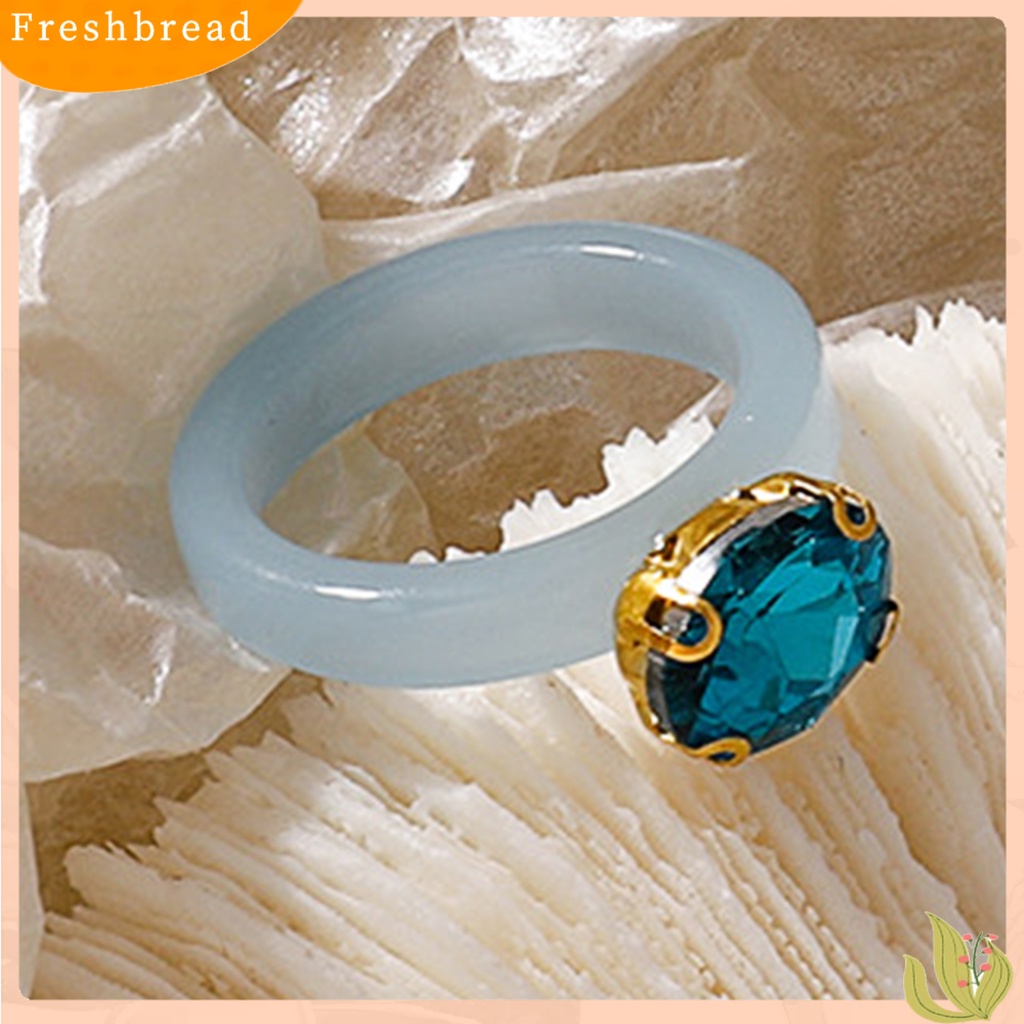 &lt; Freshbread &gt; Cincin Jari Berlian Imitasi Warna Permen Wanita All Match Round Ring Untuk Pacaran