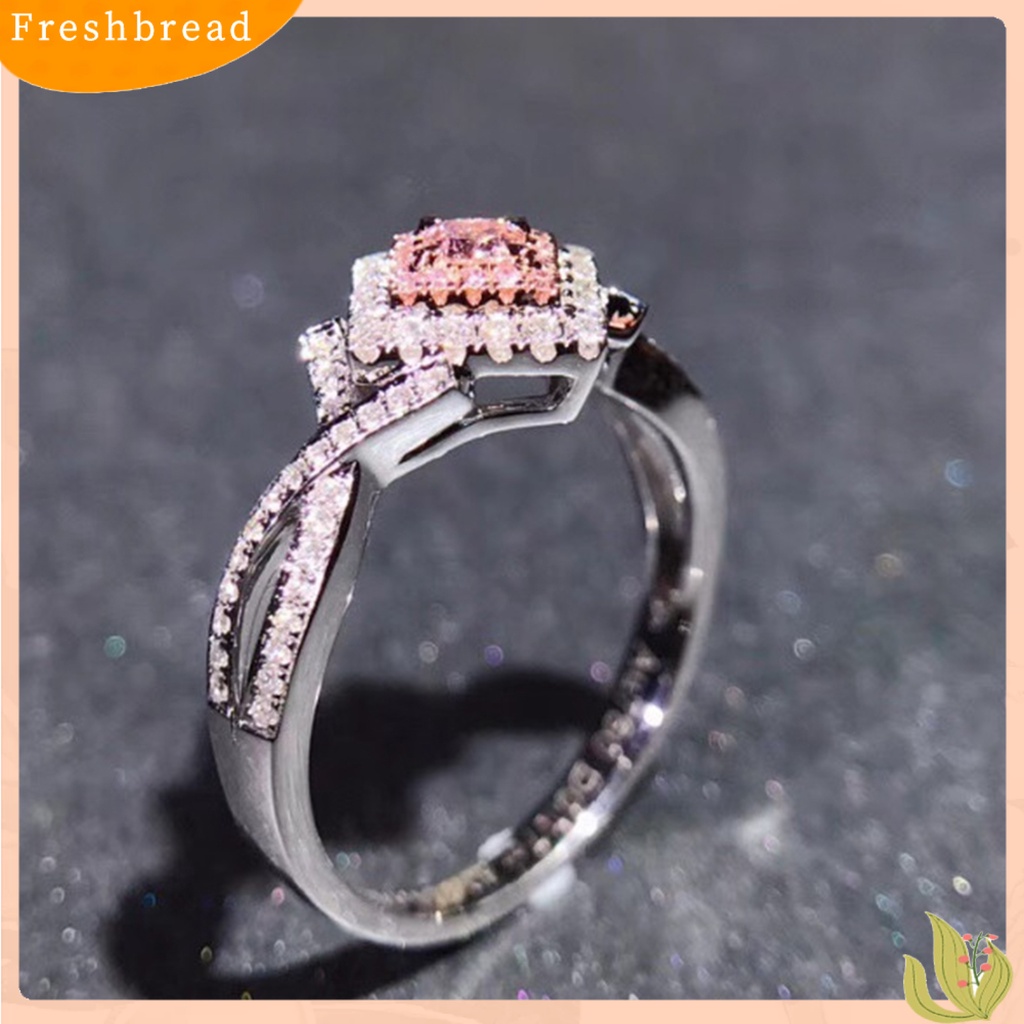 &lt; Freshbread &gt; Cincin Persegi Cubic Zirconia All-Matched Alloy Pengantin Wanita Pernikahan Berlian Imitasi Finger Band Untuk Wanita