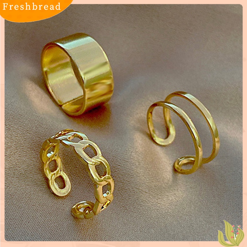 &lt; Freshbread &gt; 3Pcs/Set Keren Stackable Open Adjustable Finger Ring Knuckle Ring Perhiasan Aksesori