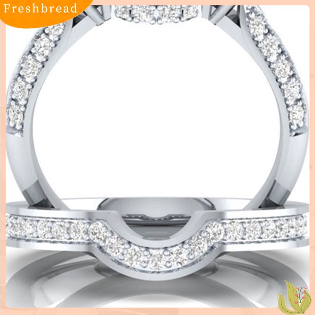 < Freshbread > Wanita Cincin Elegan Perhiasan Anti-Deformasi Berlian Imitasi Hias Shinny Ring Untuk Weeding