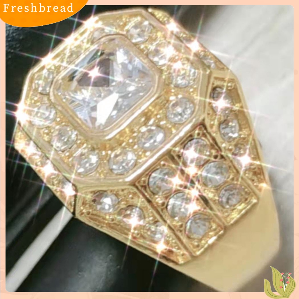 &lt; Freshbread &gt; Pria Cincin Cubic Zirconia Hip Hop Perhiasan Sparkling Fashion Penampilan Pernikahan Band Ring Untuk Pernikahan