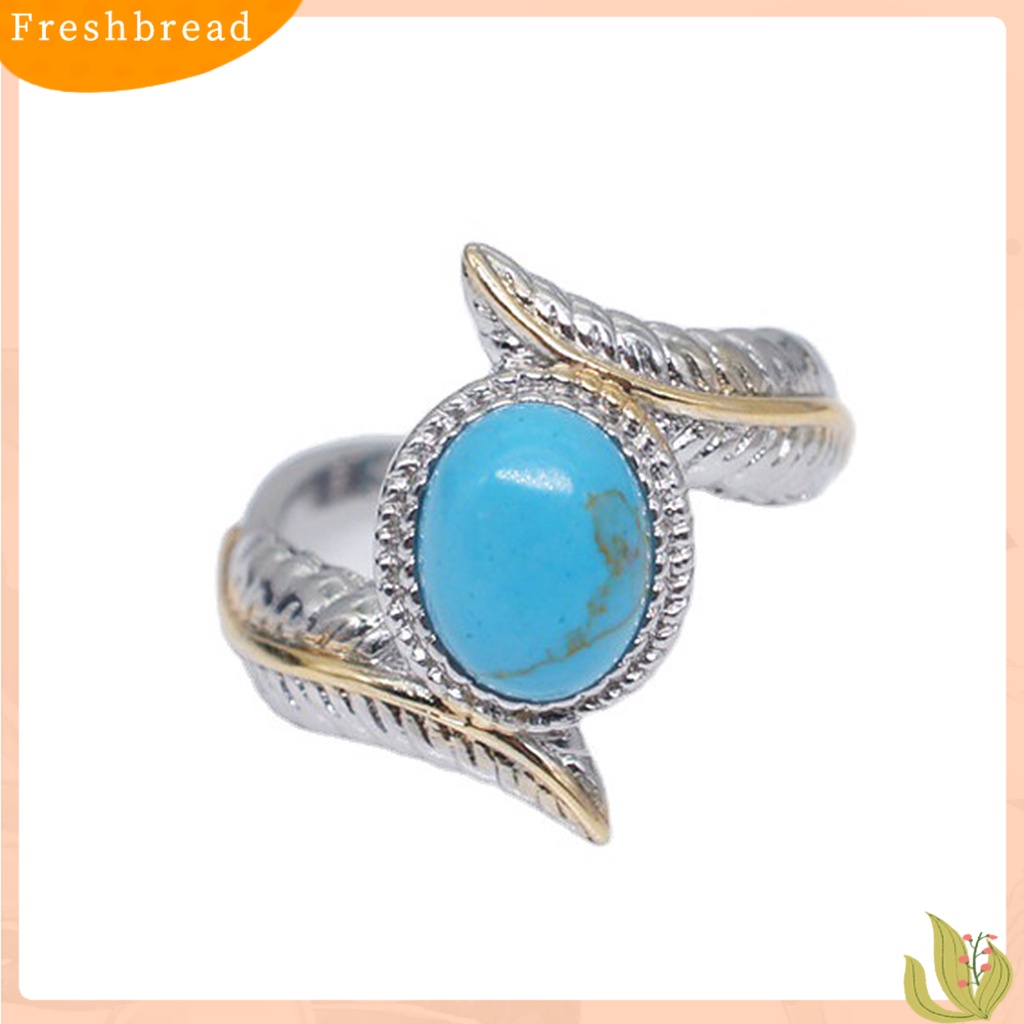 &lt; Freshbread &gt; Vintage Perhiasan Alloy Bulu Turquoises Cincin Pernikahan Jari Lingkaran Pasangan Hadiah