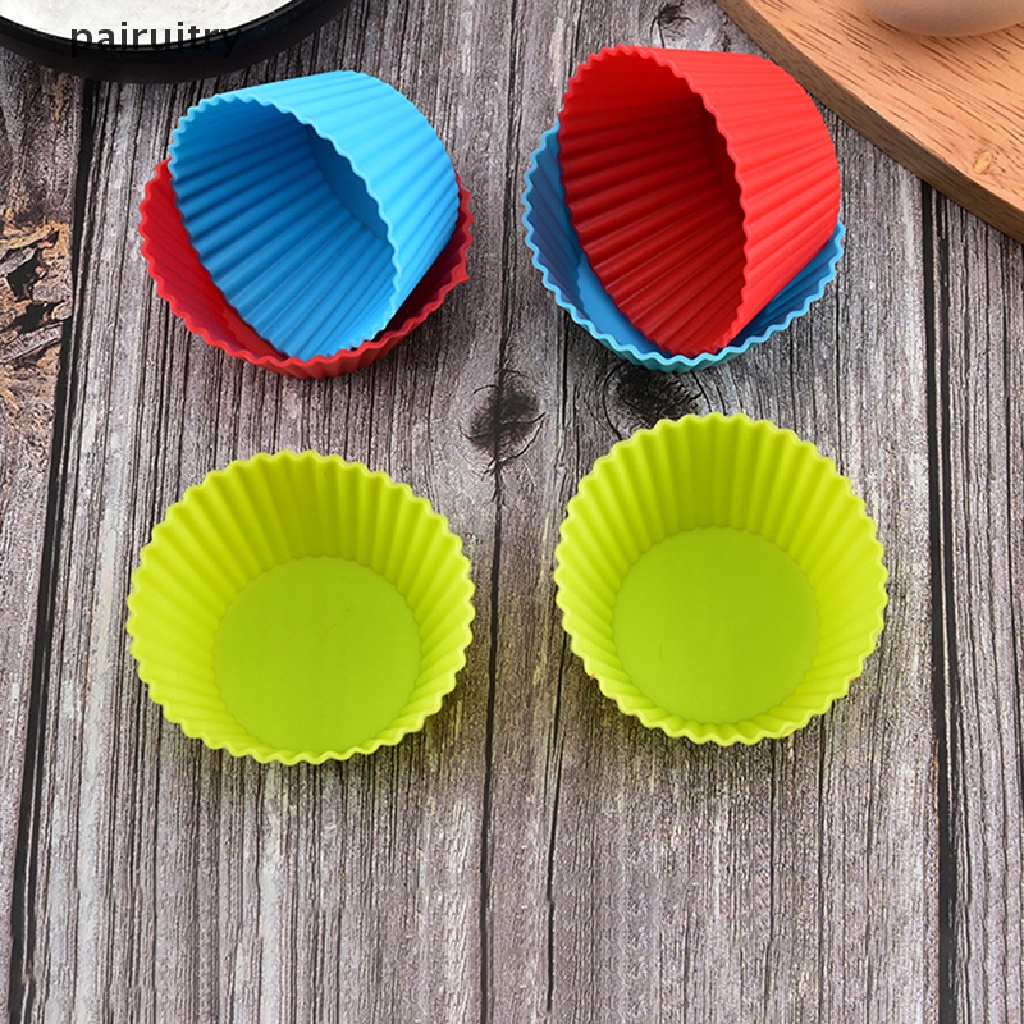 Prt 5Pcs Cetakan Silikon Bulat Cupcake Muffin Cup Baking Cookies Egg Tart Jelly Mold PRT