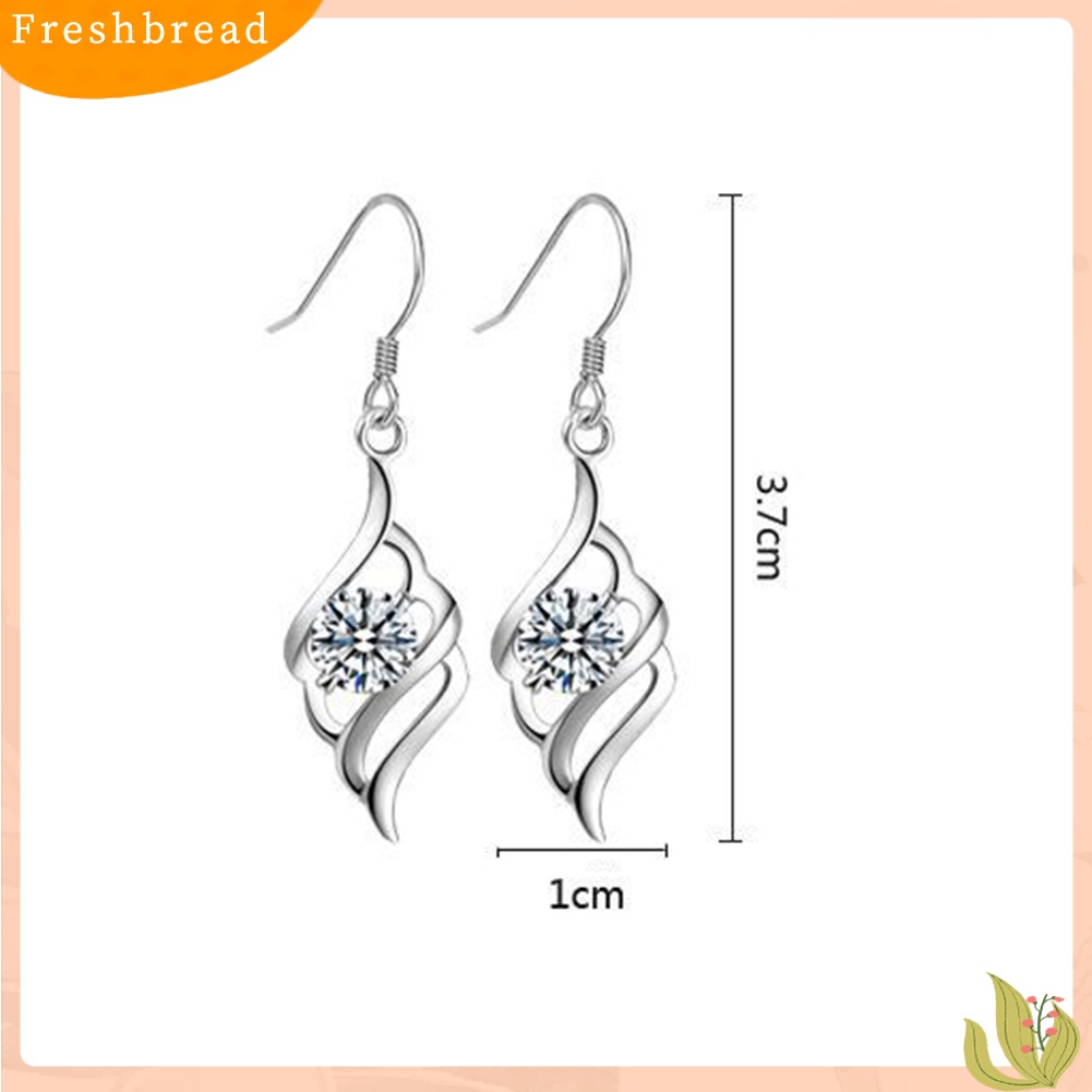 &lt; Freshbread &gt; Fashion Wanita Berlian Imitasi Panjang Menjuntai Sayap Malaikat Kait Anting Pesta Perhiasan Hadiah