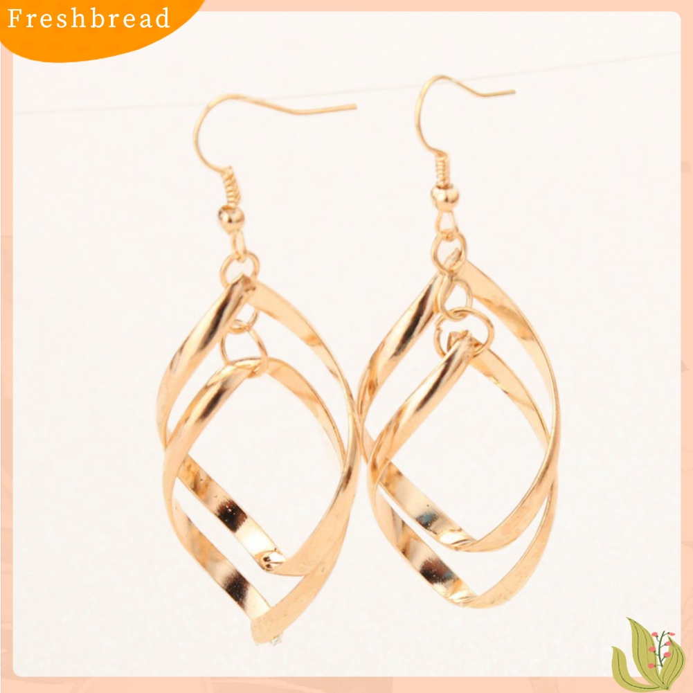 &lt; Freshbread &gt; Pesta Elegan Wanita Spiral Terkait Tetesan Air Panjang Menjuntai Kait Anting Perhiasan