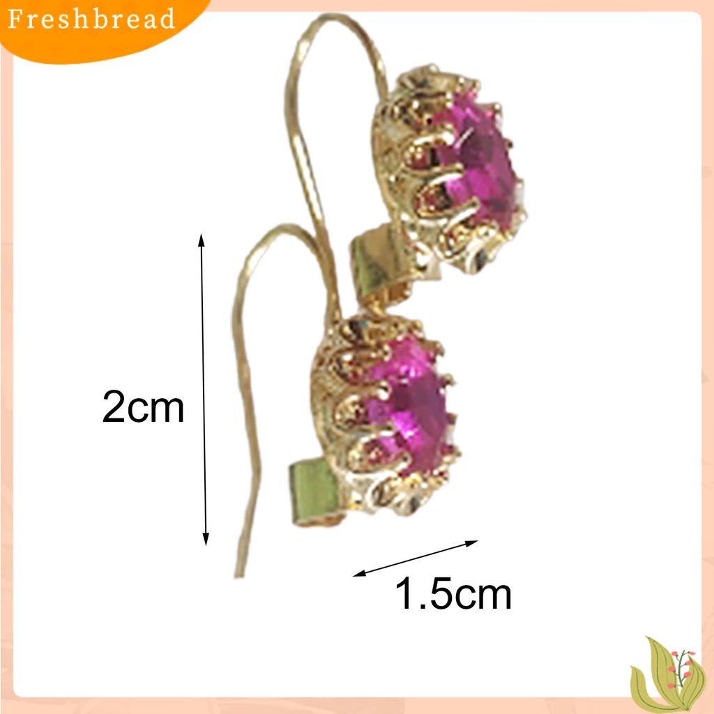 &lt; Freshbread &gt; 1pasang Anting Tindik Fashion Oval Berlian Imitasi Hias Dekorasi Hook Drop Earrings Untuk Kehidupan Sehari-Hari