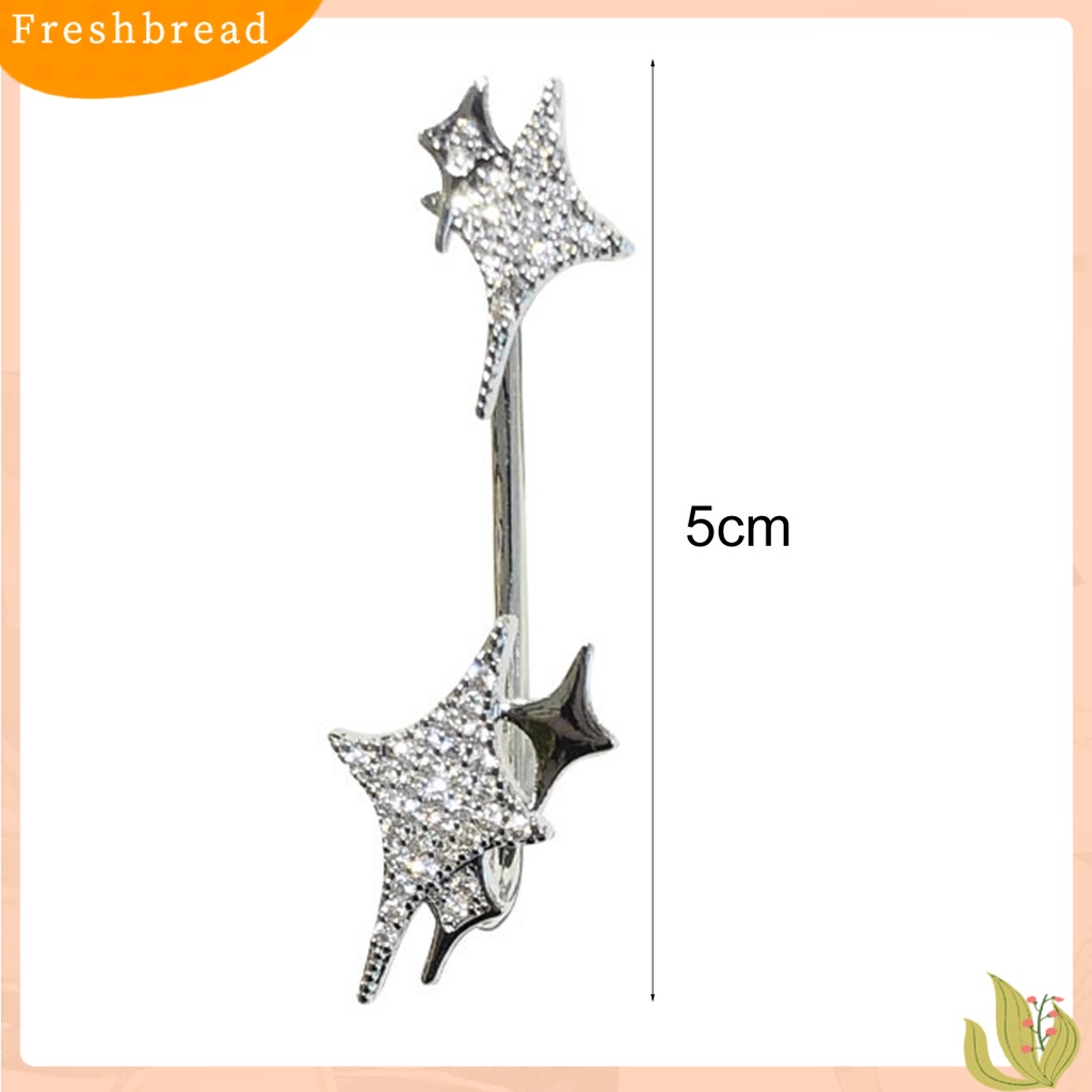 < Freshbread > 1Pc Klip Anting Bintang Tindik Palsu Wanita Berlian Imitasi Electroplating Telinga Manset Fashion Perhiasan