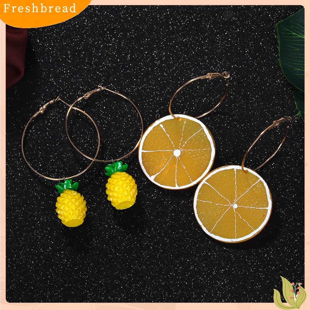 &lt; Freshbread &gt; Wanita Manis Semangka Strawberry Lemon Buah Menjuntai Hoop Earrings Perhiasan Hadiah