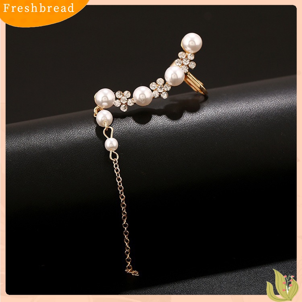 &lt; Freshbread &gt; 1Pc Berlian Imitasi Snowflake Mutiara Imitasi Rumbai Anting Telinga Klip Wanita Perhiasan Hadiah