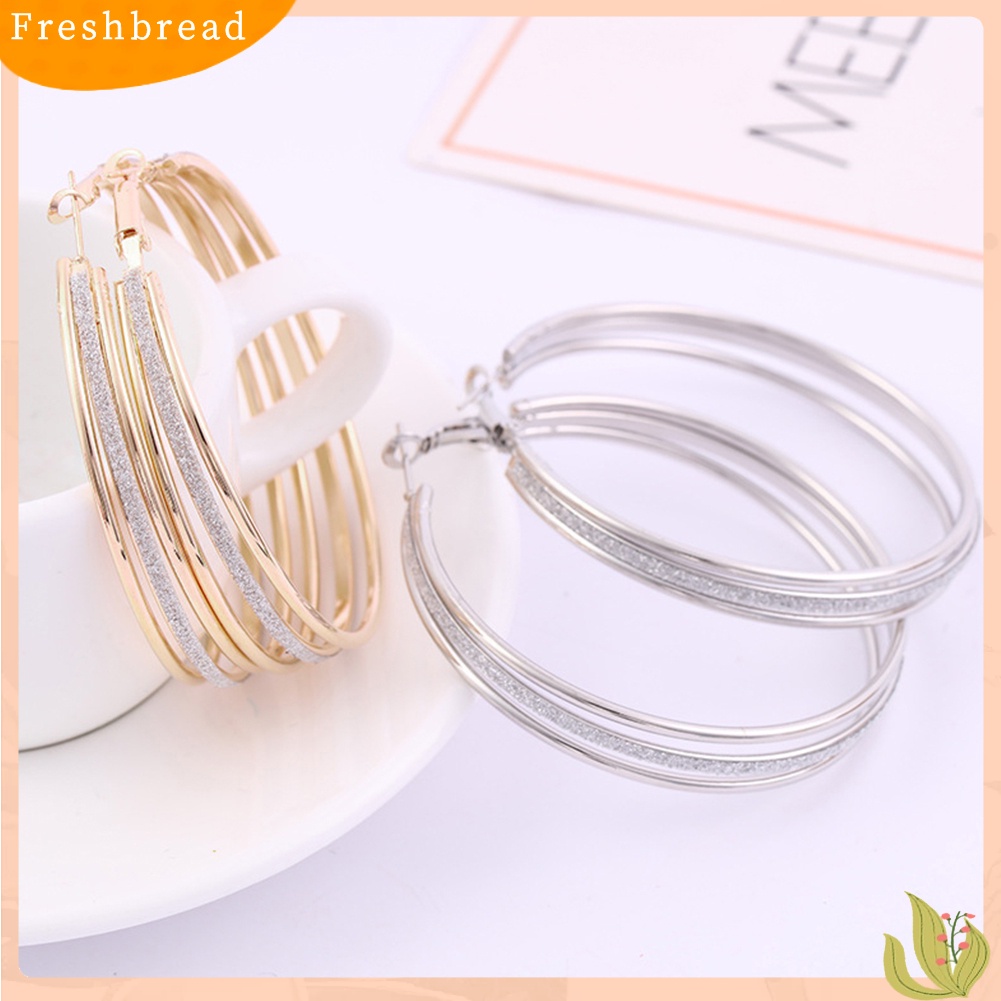 &lt; Freshbread &gt; Wanita Fashion Frosted Multilayer Bulat Lingkaran Menjuntai Anting Pesta Perhiasan Hadiah