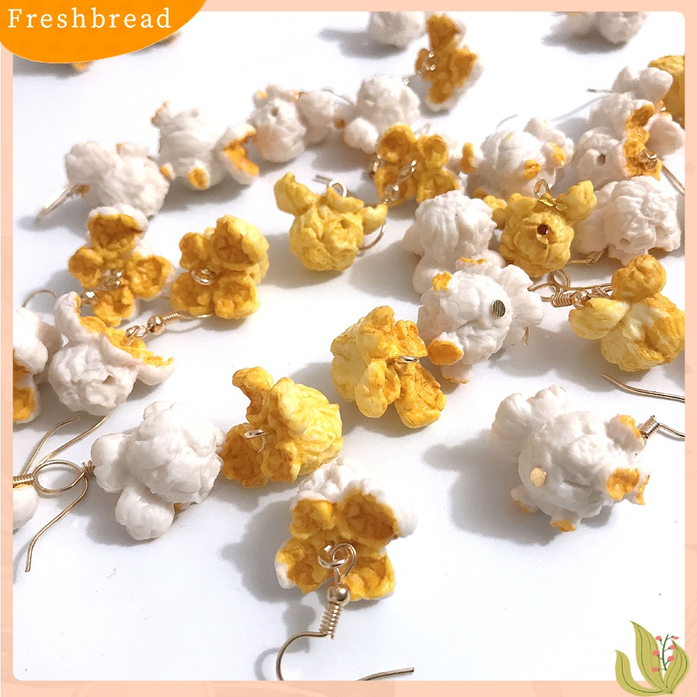 &lt; Freshbread &gt; Lucu Wanita Popcorn Makanan Menjuntai Telinga Klip Kait Anting Pesta Club Perhiasan Hadiah