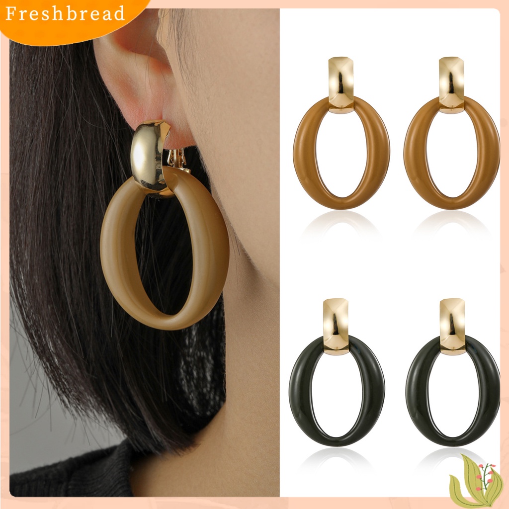 &lt; Freshbread &gt; 1pasang Anting Hoop Retro Berbentuk O Minimalis Hypoallergenic Keren Geometris Anting Lingkaran Akrilik Perhiasan Fashion