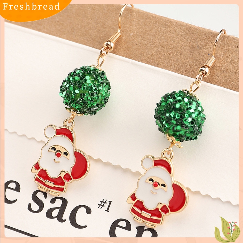 &lt; Freshbread &gt; Wanita Bergaya Bola Bulu Ear Stud Santa Claus Snowflake Eardrop Anting Kait