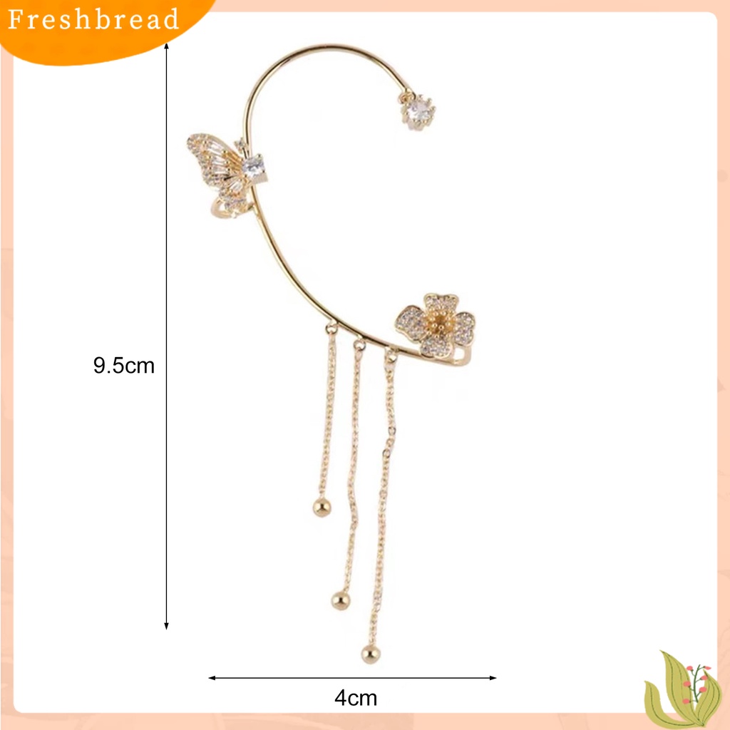 &lt; Freshbread &gt; 1Pc Manset Telinga Mewah Temperamen Dekorasi Geometris Tinggi Gloss Berdandan Tanpa Tindik Shiny Cubic Zirconia Butterfly Ear Cuff Perhiasan Aksesoris