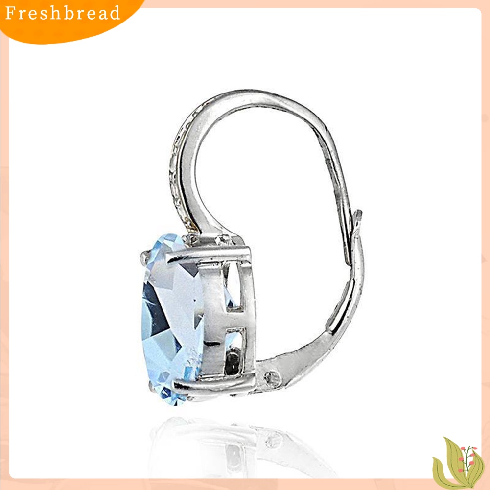 &lt; Freshbread &gt; Fashion Oval Kubik Zirkon Wanita Leverback Anting Pesta Perjamuan Pesona Perhiasan