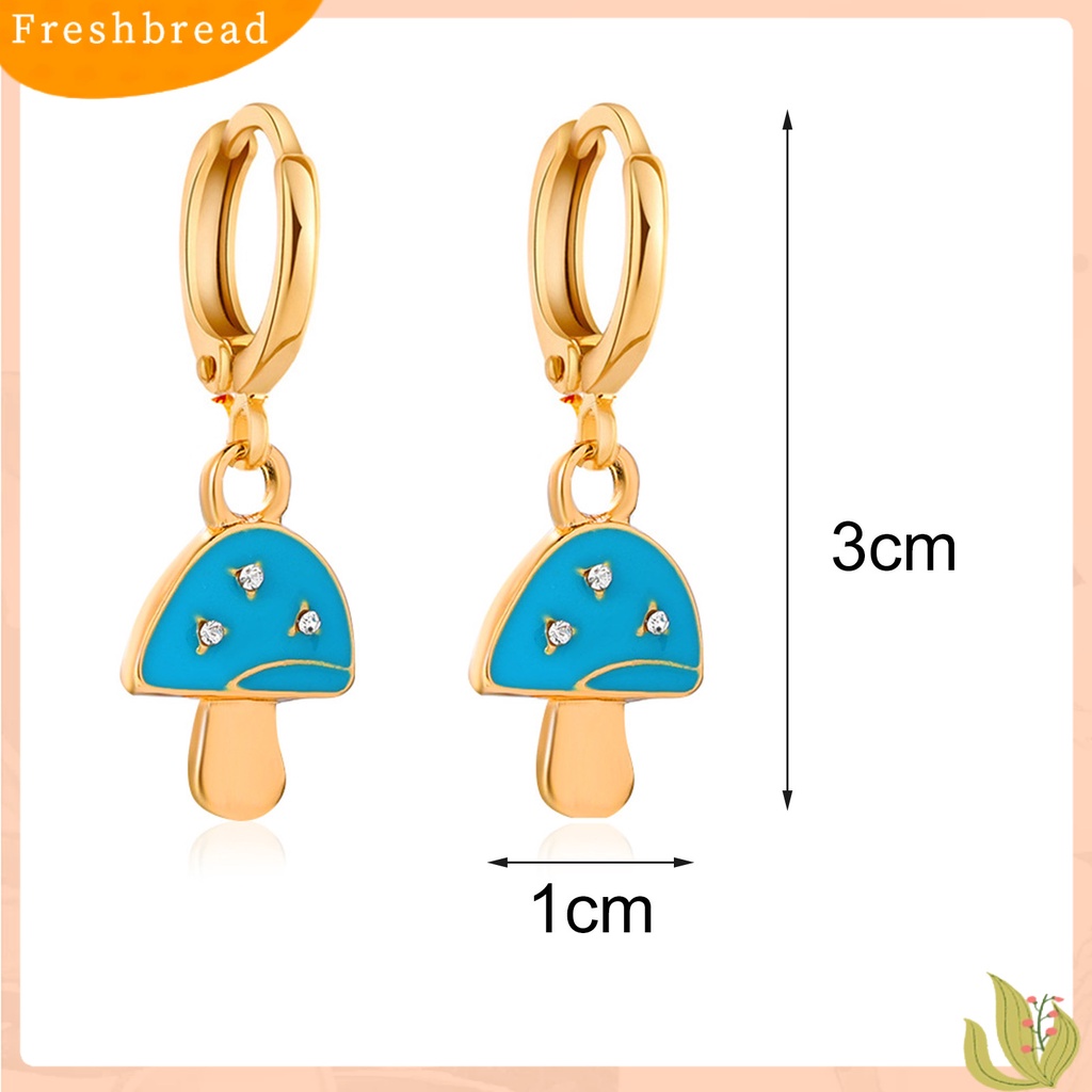 &lt; Freshbread &gt; 1pasang Anting Drop Berlian Imitasi Bentuk Jamur Alloy Piercing Warna Cerah Klip Anting Perhiasan Aksesori