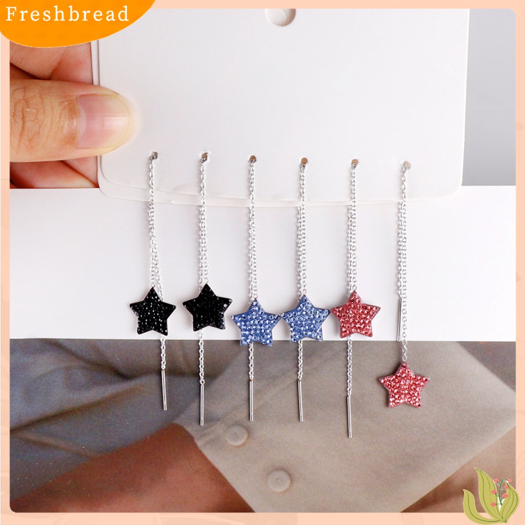 &lt; Freshbread &gt; 1pasang Anting Pejantan Rumbai Lurus Gantung Eropa Dan Amerika Berlebihan Geometris Telinga Dekorasi High-end Pentagram Bintang Kembali Gantung Drop Earrings Perhiasan Fashion