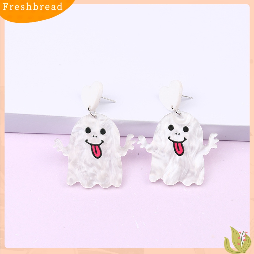 &lt; Freshbread &gt; 1pasang Anting Wanita Lucu Hantu Labu Spider Aksesori Indah Telinga Dekorasi Pesta Dress-Up Fashion Perhiasan Stud Earrings Acrylic Menjuntai Earrings