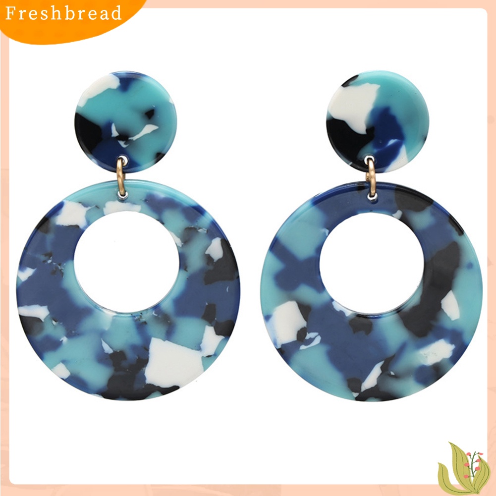 &lt; Freshbread &gt; Vintage Wanita Berongga Bulat Geometris Menjuntai Telinga Stud Anting Pesta Perhiasan Hadiah