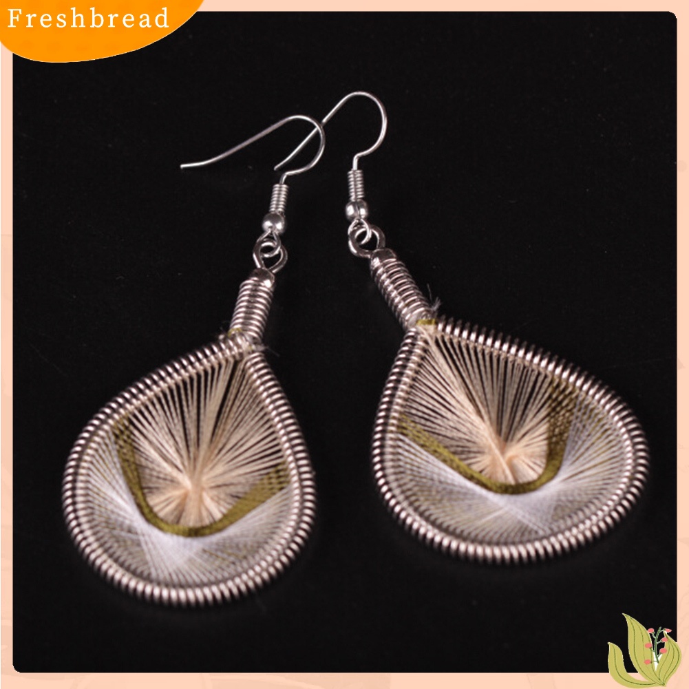 &lt; Freshbread &gt; Bohemian Wanita Multicolor Sutra Geometris Tetesan Air Kait Anting Perhiasan Hadiah