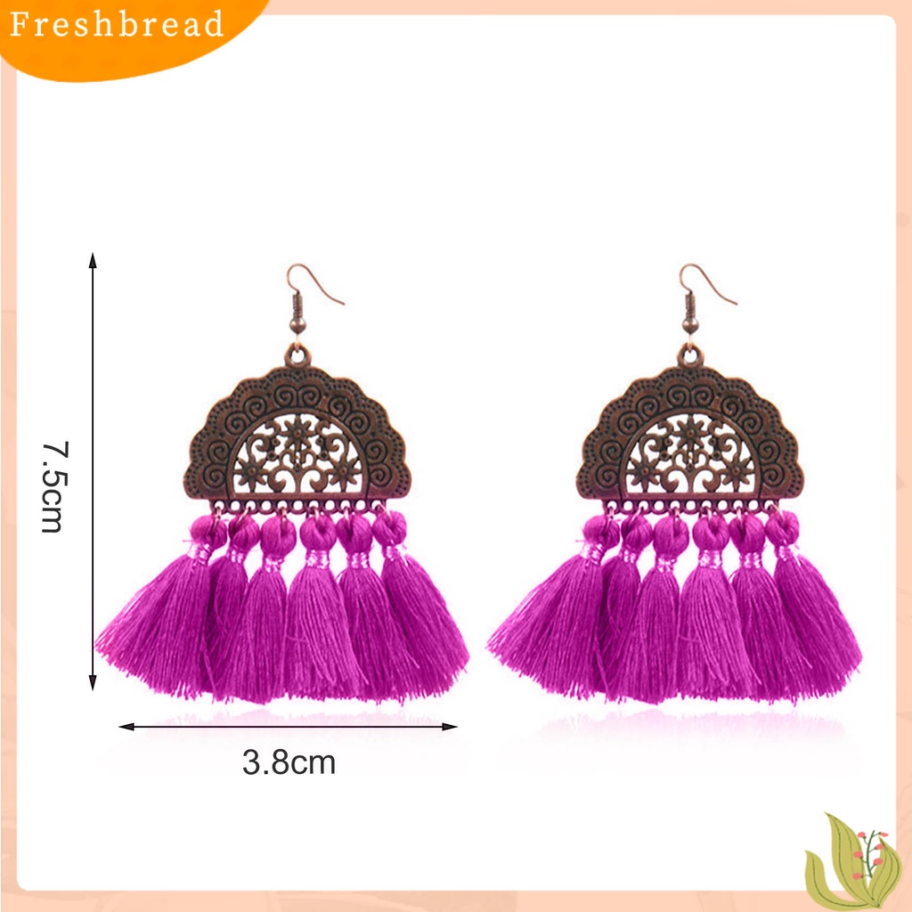 &lt; Freshbread &gt; 1pasang Anting Menjuntai Gaya Bohemia Hias Alloy Anting Rumbai Drop Panjang Berbentuk Kipas Untuk Pesta