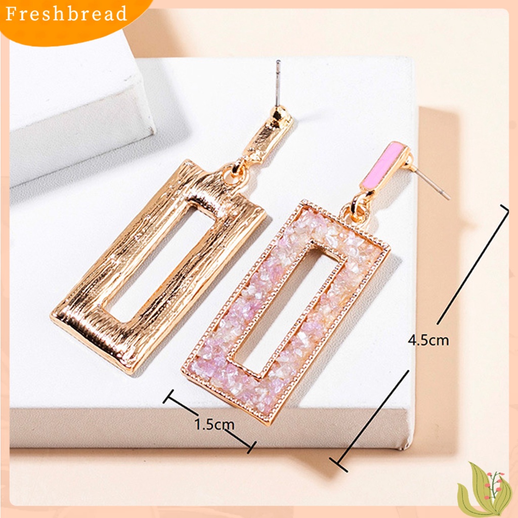 &lt; Freshbread &gt; 1pasang Menjuntai Anting Geometris Imitasi Hancur Batu Perhiasan Poles Halus Ins Gaya Anting Hadiah Ulang Tahun