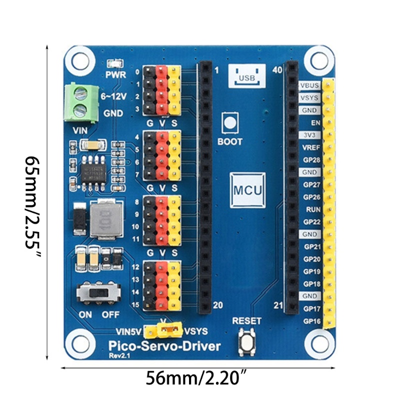 Btsg Untuk Modul Driver Servo Raspberry Pi Pico Header Mendukung Papan Seri RPI Pico