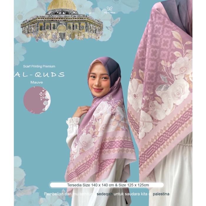 TERLENGKAP Hijab Voal Segiempat Premium Al Quds Jilbab Syari Square - mauve, 125*125
