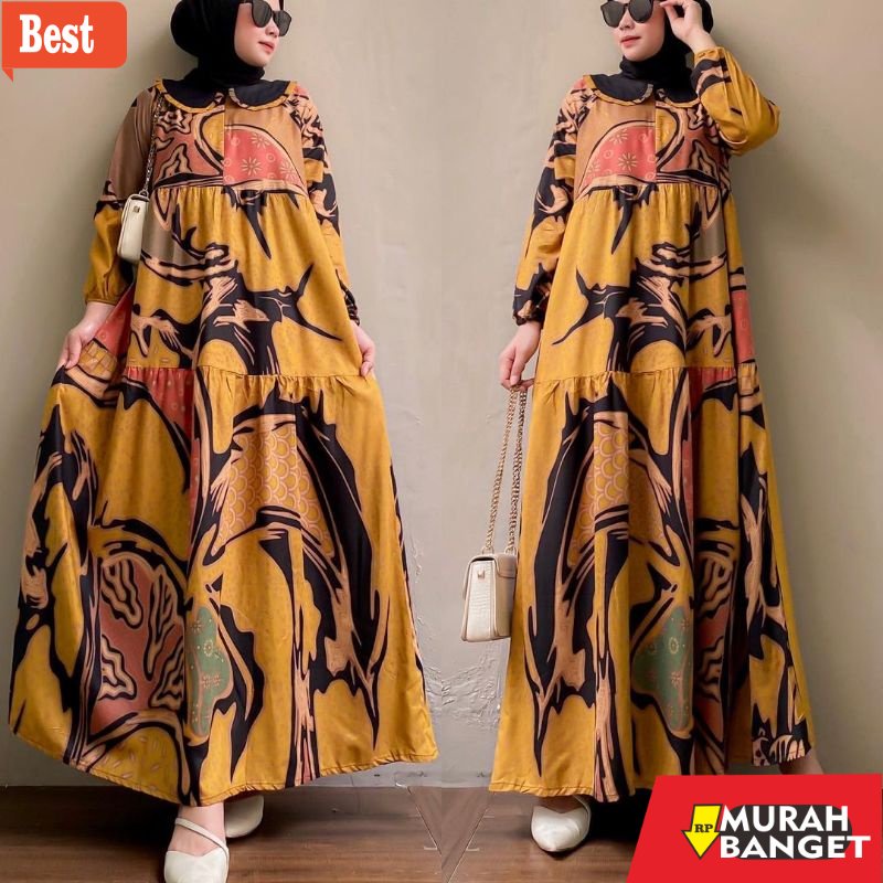 GAMIS SIZE BESAR TERBARU- GAMIS BATIK JUMBO LD 125CM GAMIS RAYON PREMIUM GAMIS JUMBO GAMIS BATIK GAM