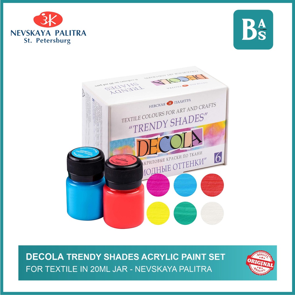 

Nevskaya Palitra Acrylic Paint For Textile Trendy Shades Set 20ml in Plastic jar - Decola