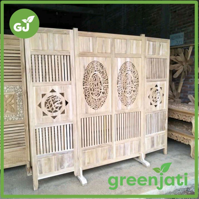 Penyekat Ruangan Kayu Jati Ukir Kaligrafi