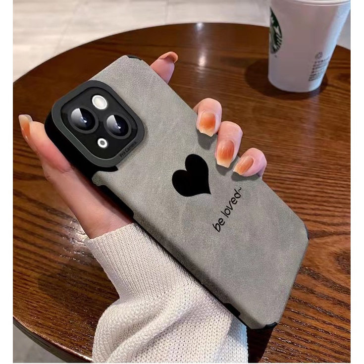 [Kulit Domba] suede Be Loved Soft Case IP IPhone 6S 7 8 Plus SE 2020 X XR XS Max 11 12 13 14 Pro Max 14 Plus 12 13 Mini Grey Gery