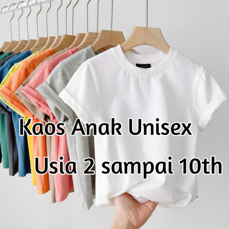 COD Kaos Polos Anak Anak Kaos Oblong Anak Unisex Cowok/Cewek Baju Polos Anak Pakaian Anak Grosir